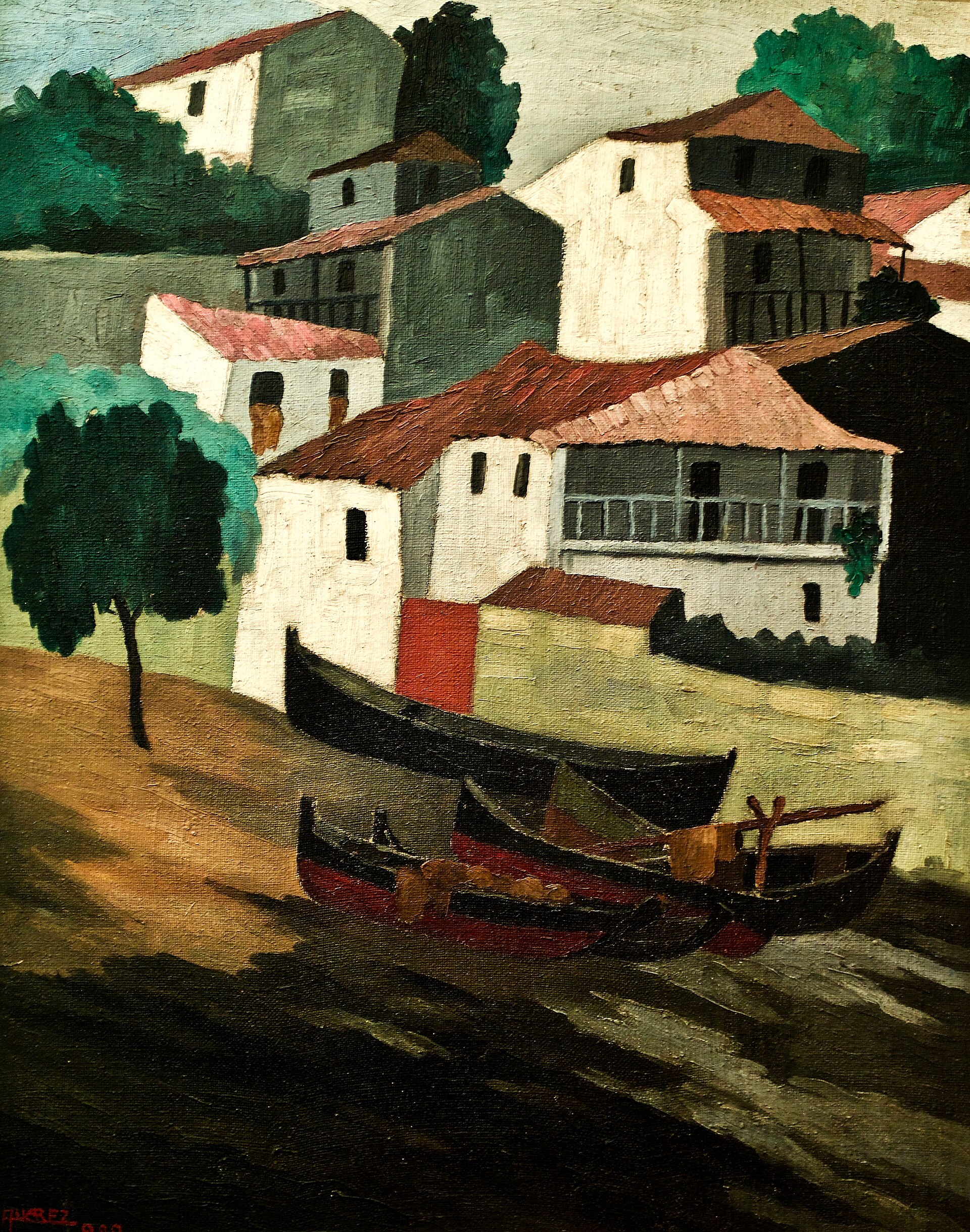 Imagem de referência de Bairro de pescadores, descrito nos dados abertos como pintura de Dominguez Alvarez
