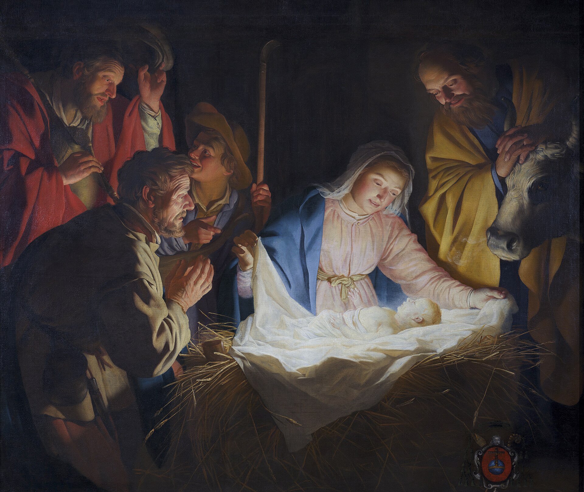 Imagem de referência de A Adoração dos Pastores, descrito nos dados abertos como pintura de Gerard van Honthorst