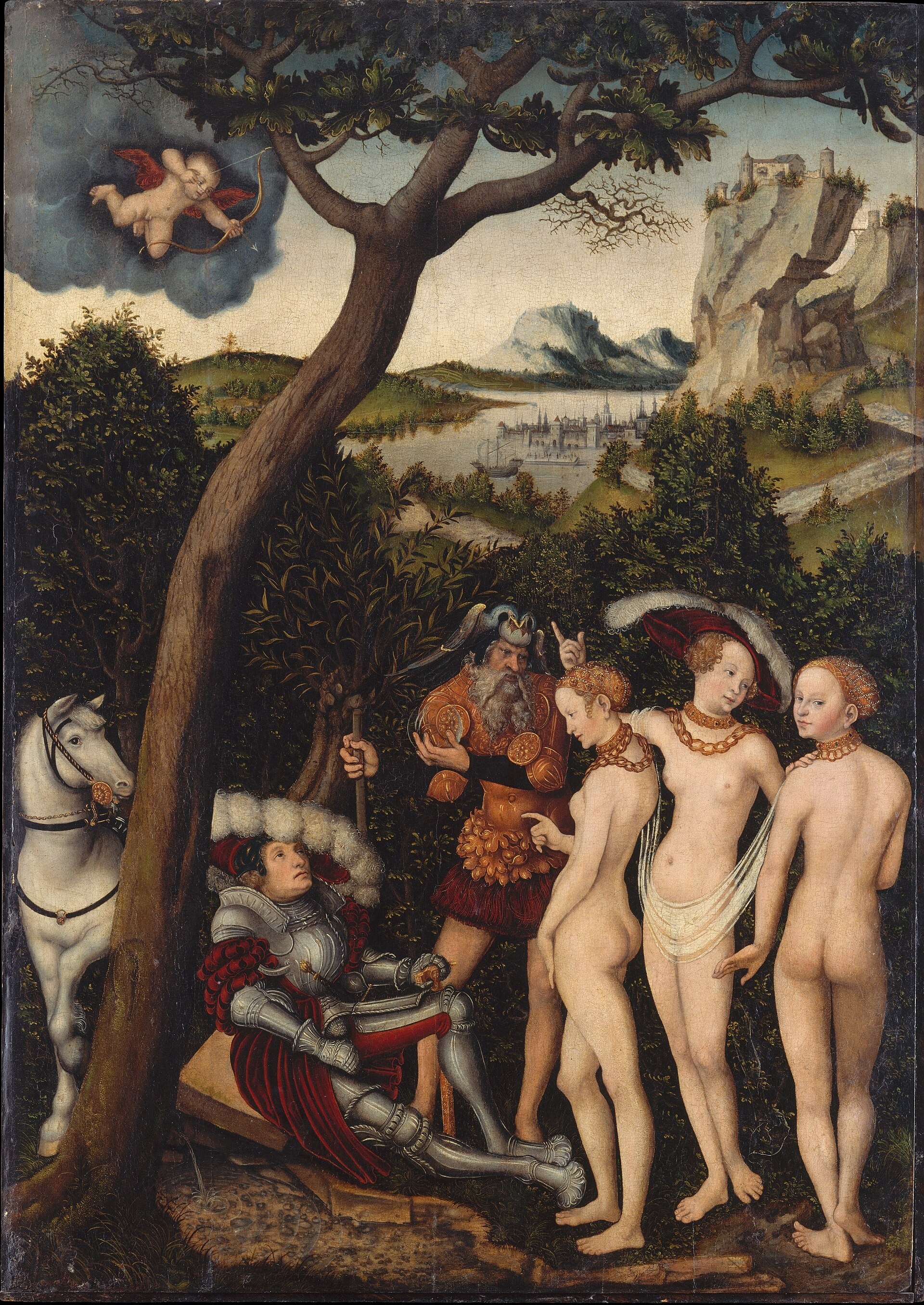 Imagem de referência de O Julgamento de Páris, descrito nos dados abertos como pintura de Lucas Cranach