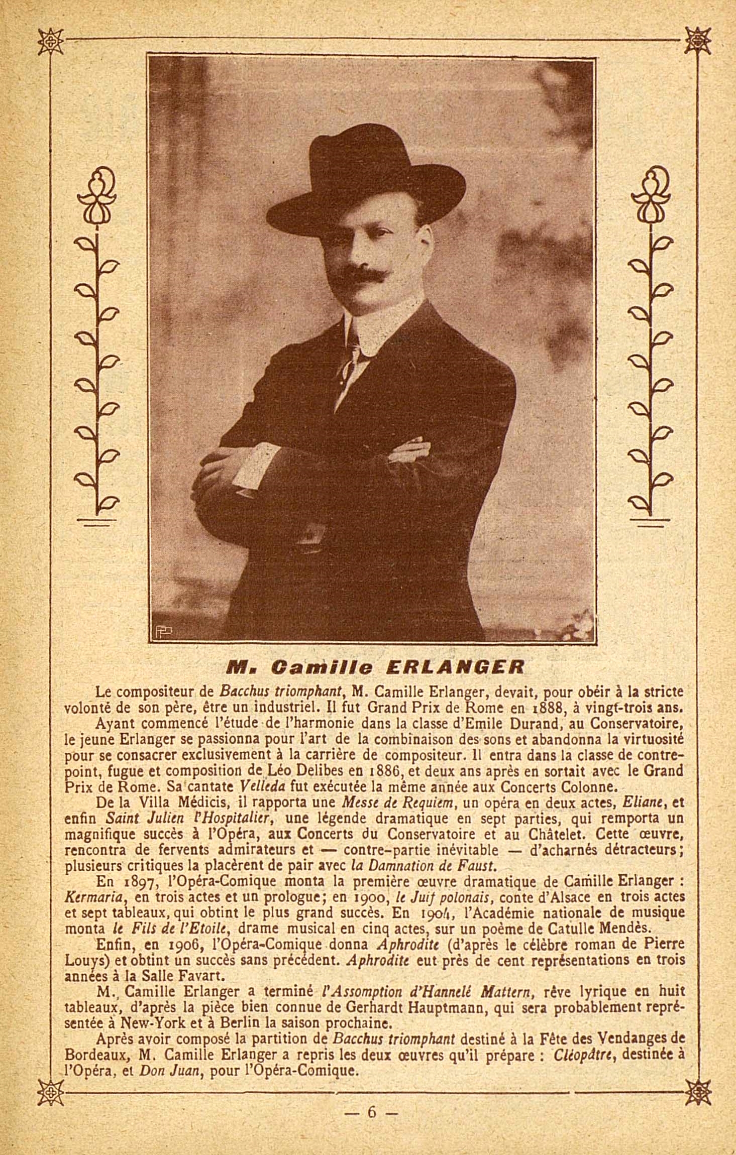 Imagem de referência de Camille Erlanger, descrito nos dados abertos como compositor francês