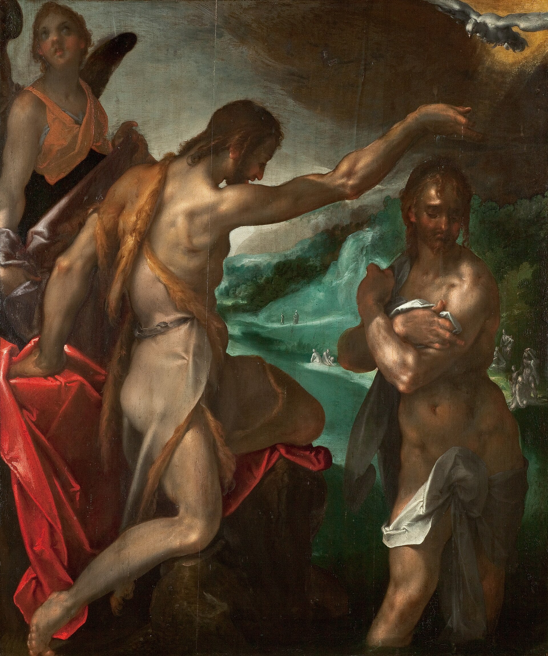 Imagem de referência de O Batismo de Cristo, descrito nos dados abertos como pintura de Bartholomeus Spranger