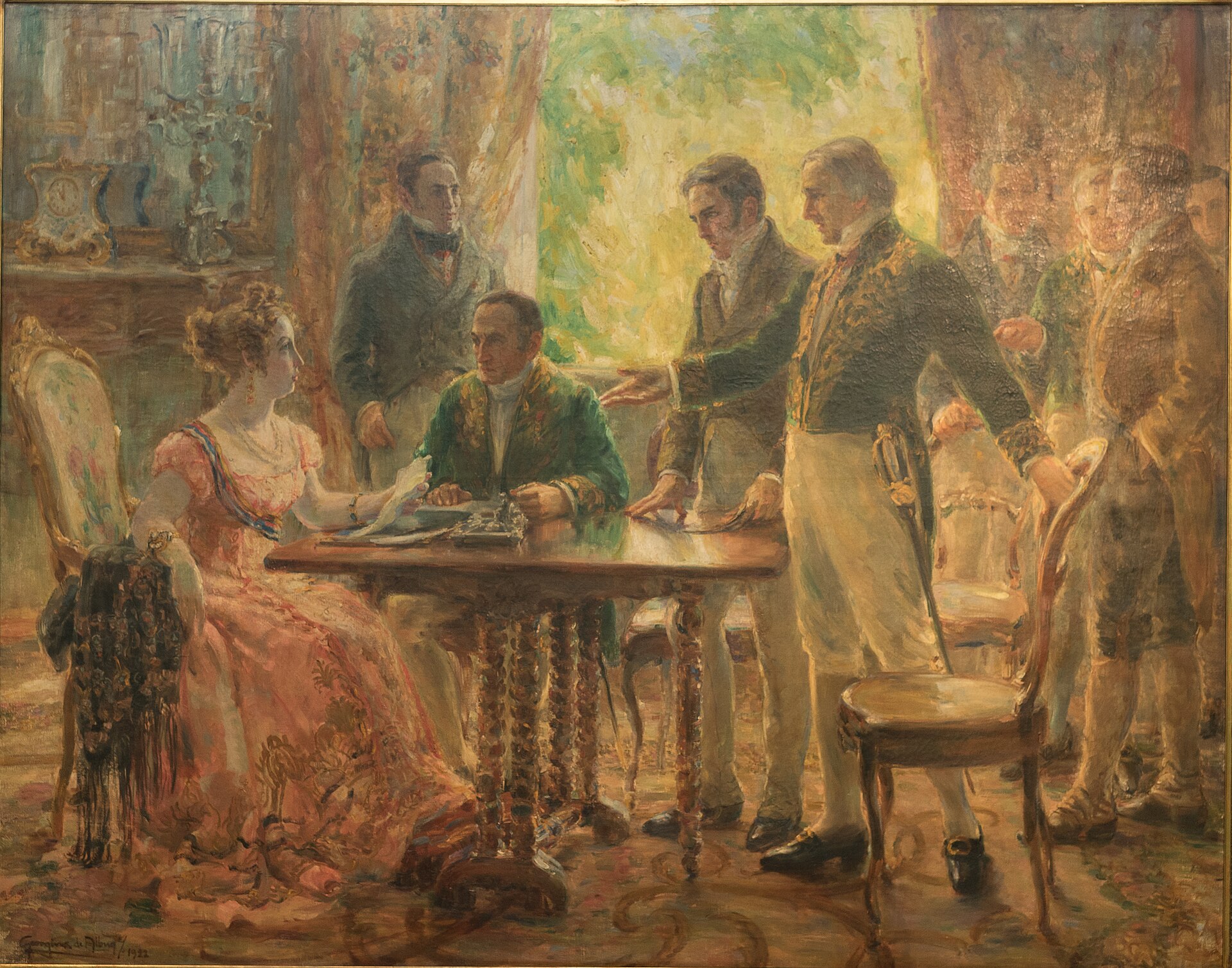 Imagem de referência de Sessão do Conselho de Estado, descrito nos dados abertos como pintura de Georgina de Albuquerque