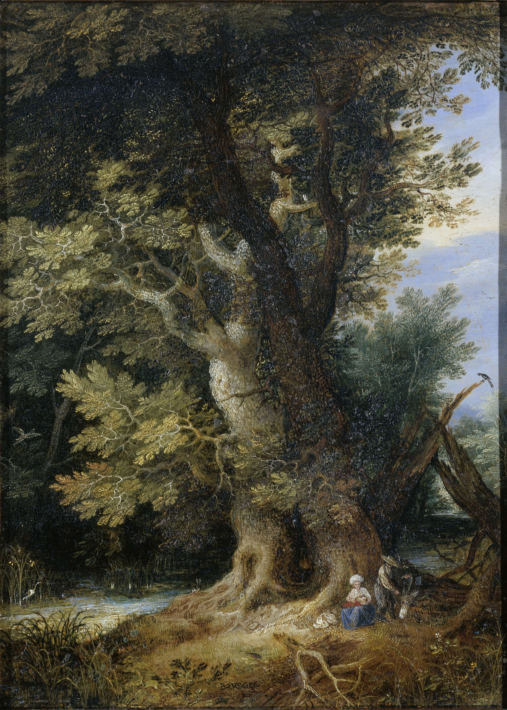 Imagem de referência de Descanso na fuga para o Egito, descrito nos dados abertos como pintura de Jan Brueghel, o Velho