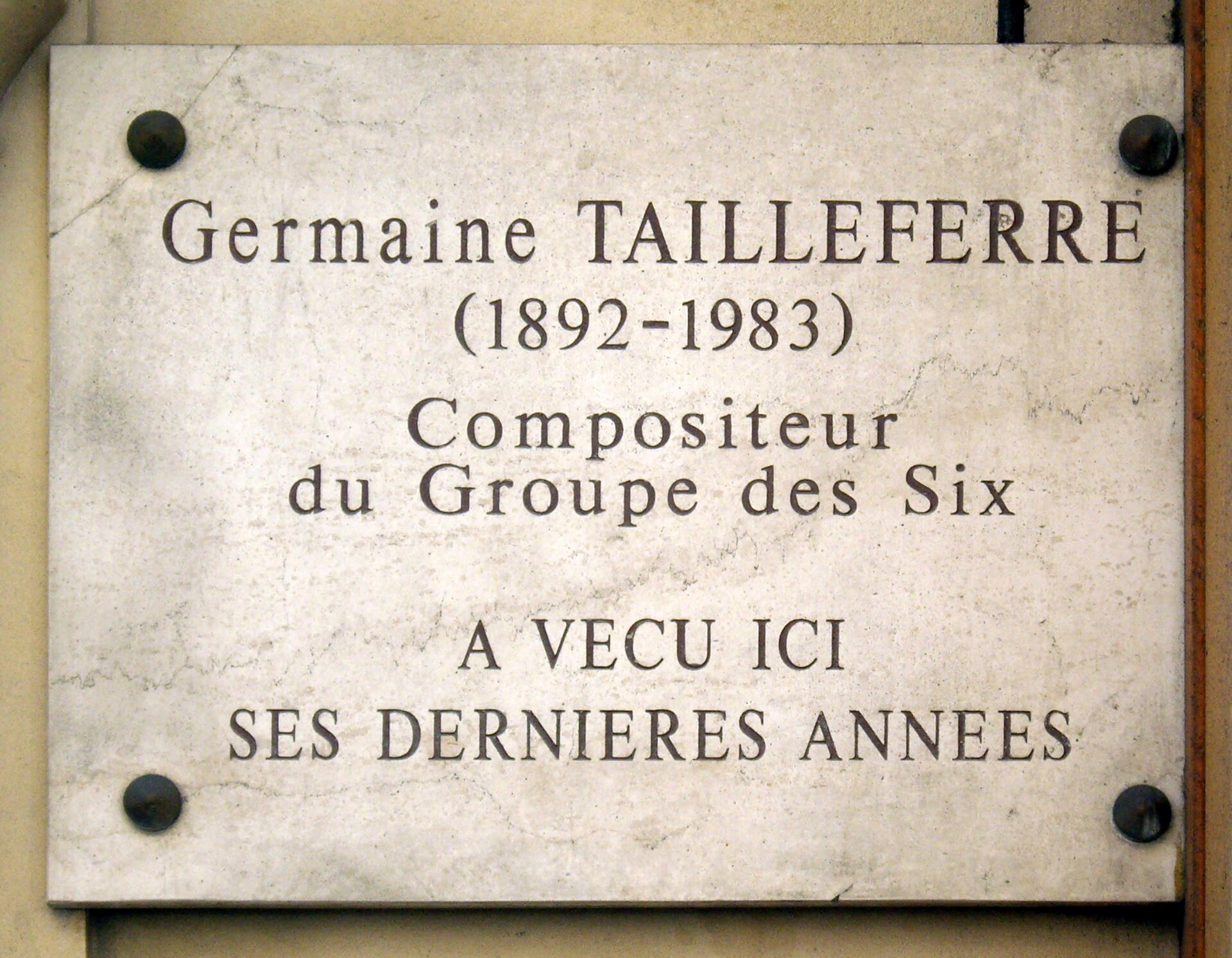 Imagem de referência de Germaine Tailleferre, descrito nos dados abertos como compositora e pianista francesa