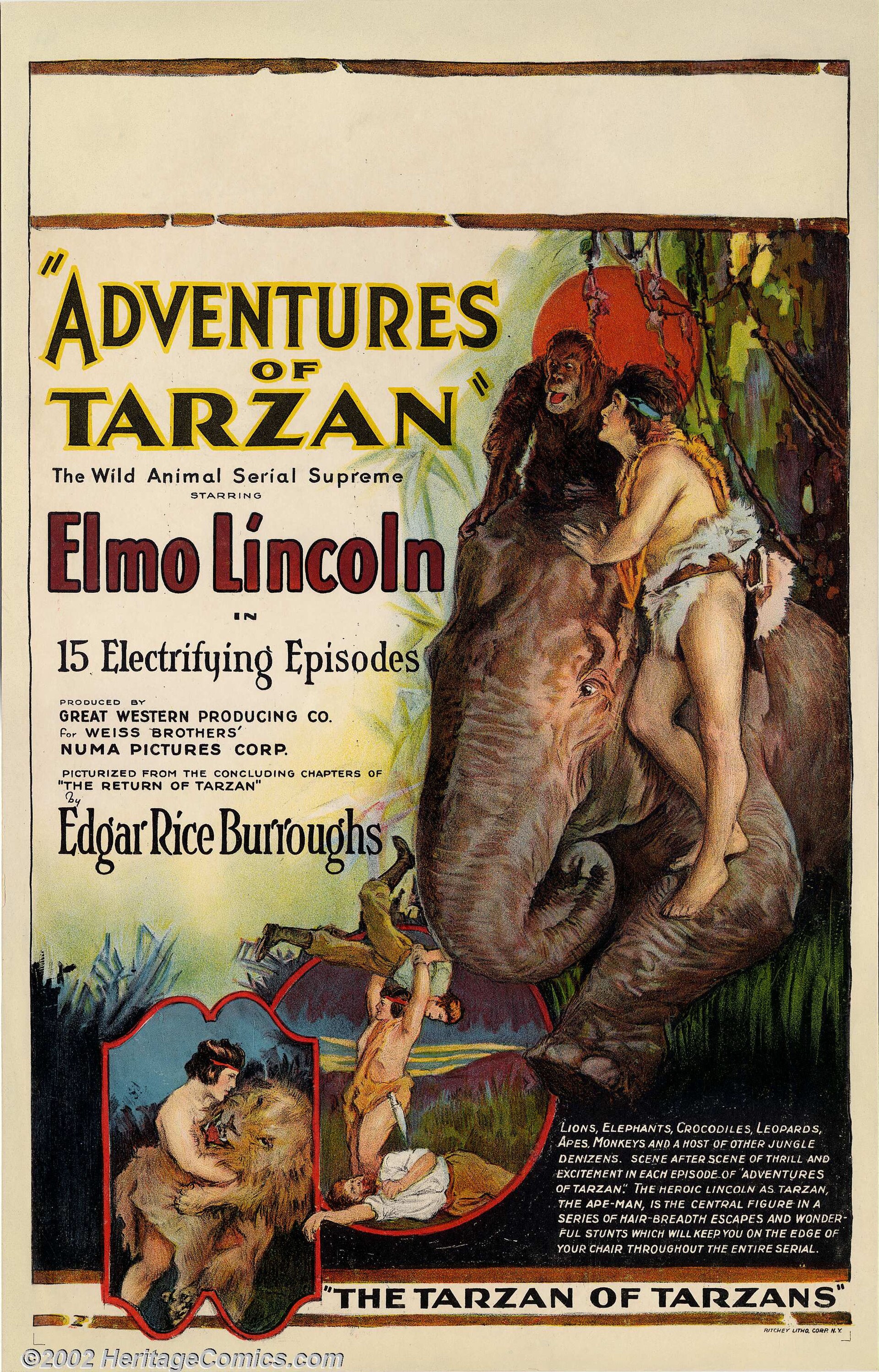 Imagem de referência de The Adventures of Tarzan, descrito nos dados abertos como filme de 1921 dirigido por Scott Sidney e Robert F. Hill