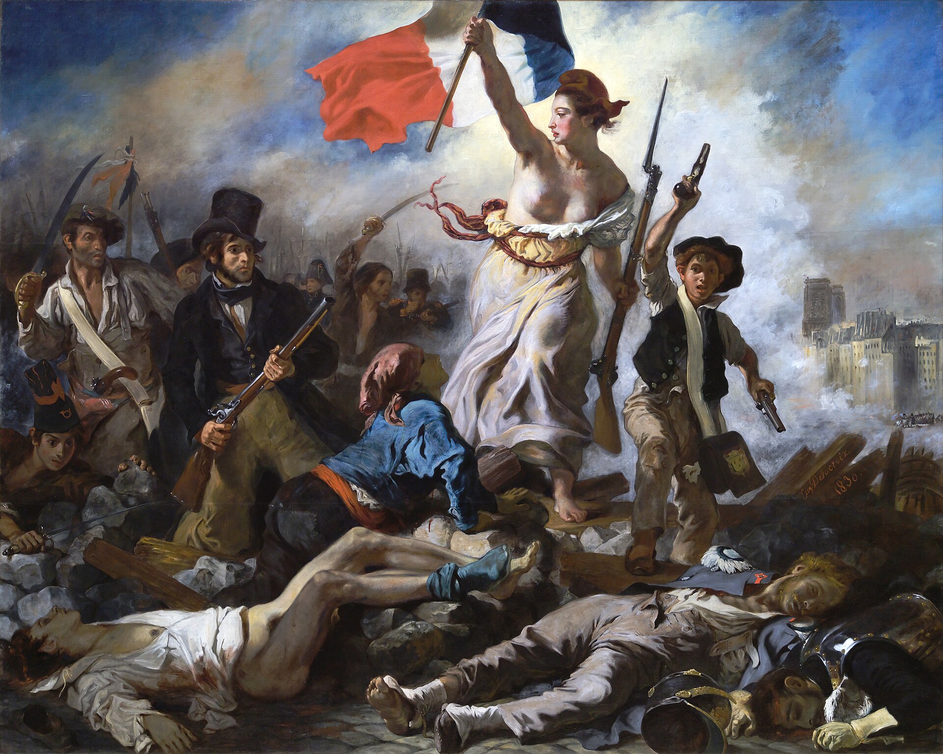 Imagem de referência de A Liberdade Guiando o Povo, descrito nos dados abertos como pintura de Eugène Delacroix