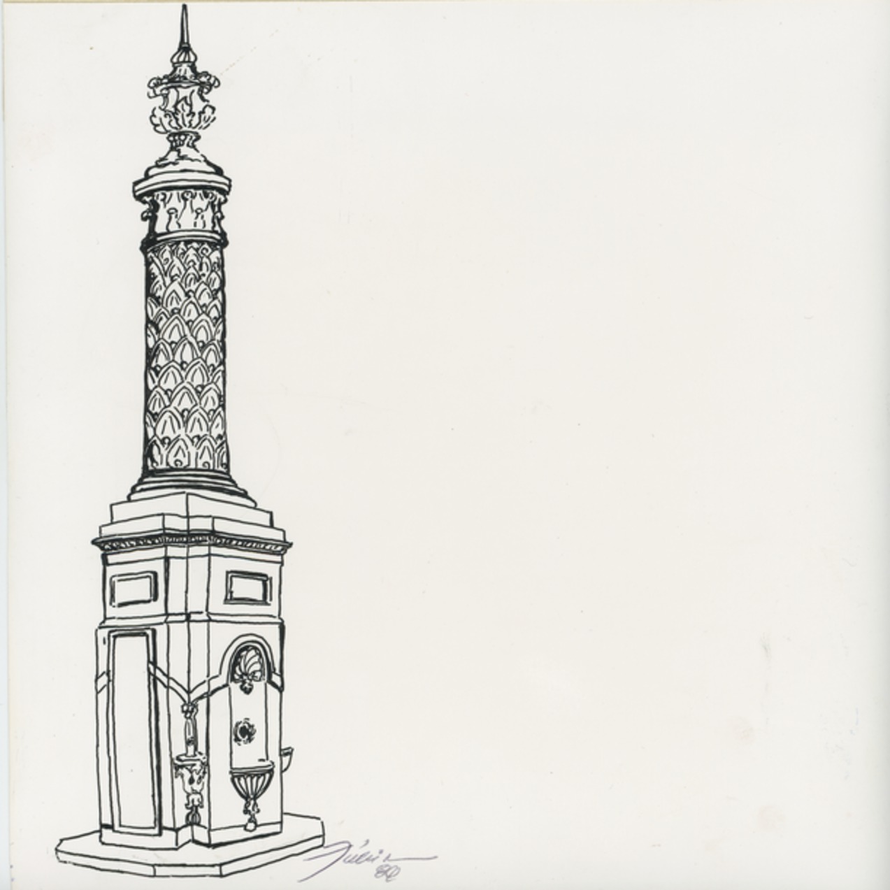 Imagem de referência de Bebedouro da Santa Casa, descrito nos dados abertos como desenho de Fúlvia Gonçalves (FG 61)