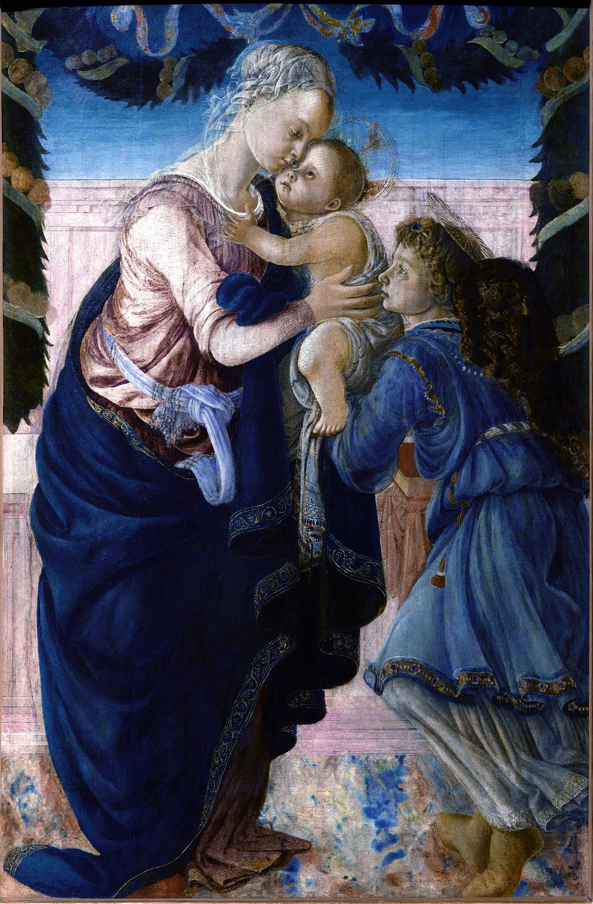 Imagem de referência de A Virgem e o Menino, descrito nos dados abertos como pintura do Mestre das Meias Figuras
