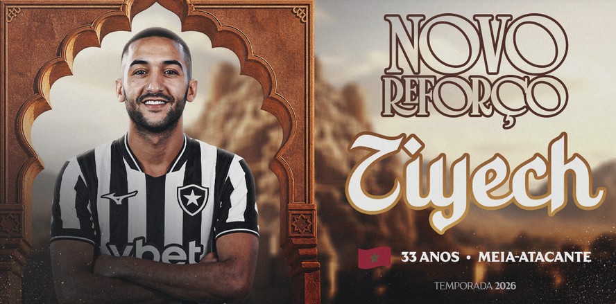 Botafogo anuncia contratação de Hakim Ziyech