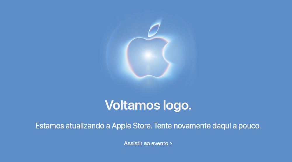 "Voltamos logo": loja da Apple sai do ar poucas horas antes do lançamento do iPhone 18 — Foto: Reprodução/Apple