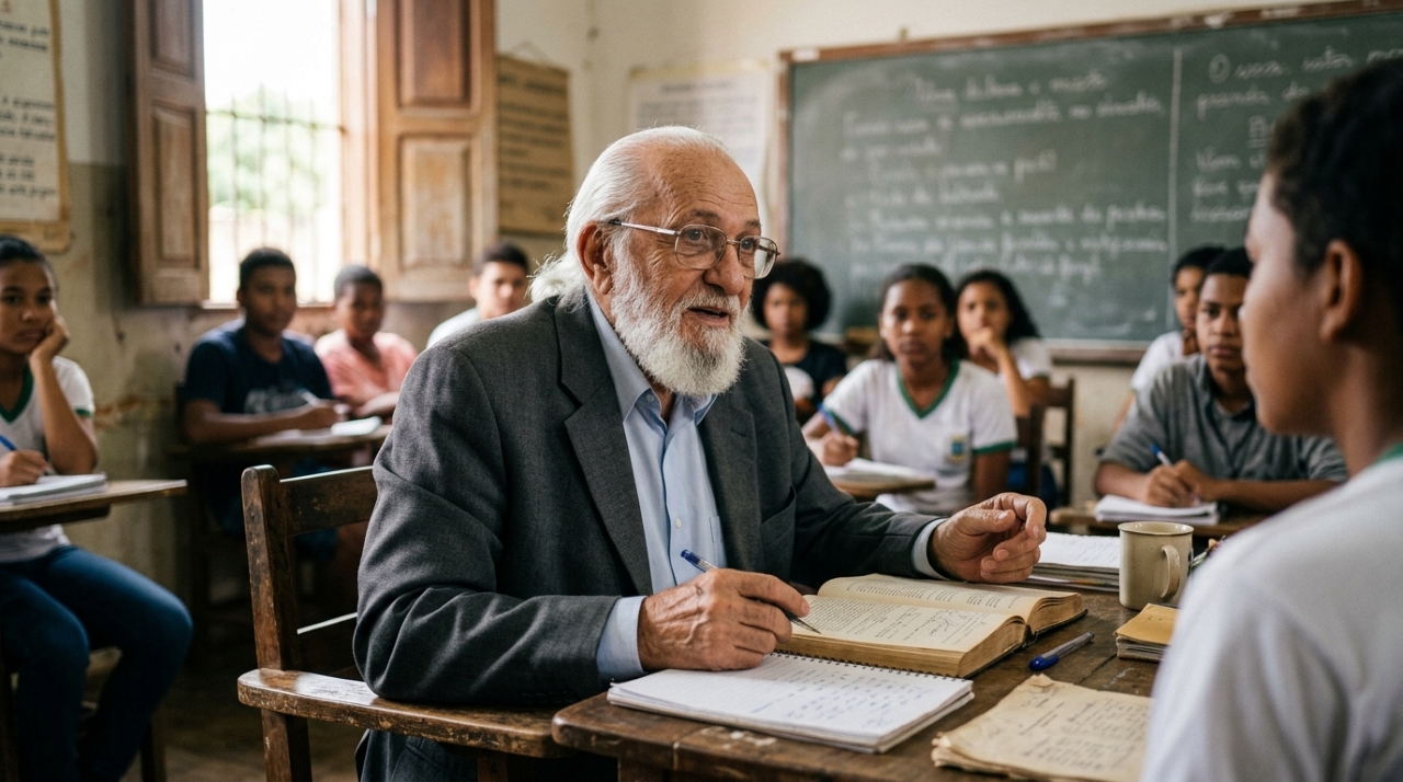 Paulo Freire, educador brasileiro: “Educação não transforma o mundo. Educação muda pessoas. Pessoas transformam o mundo” — o que a frase ensina a pais que cobram nota e esquecem da conversa