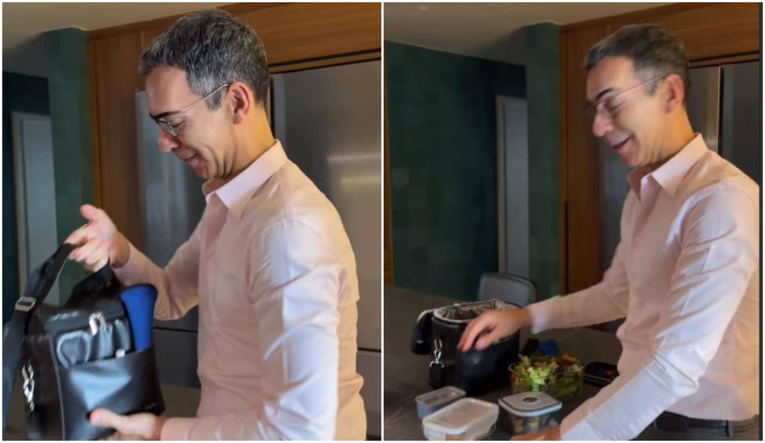 César Tralli mostra marmita para fim de semana de plantão na TV Globo