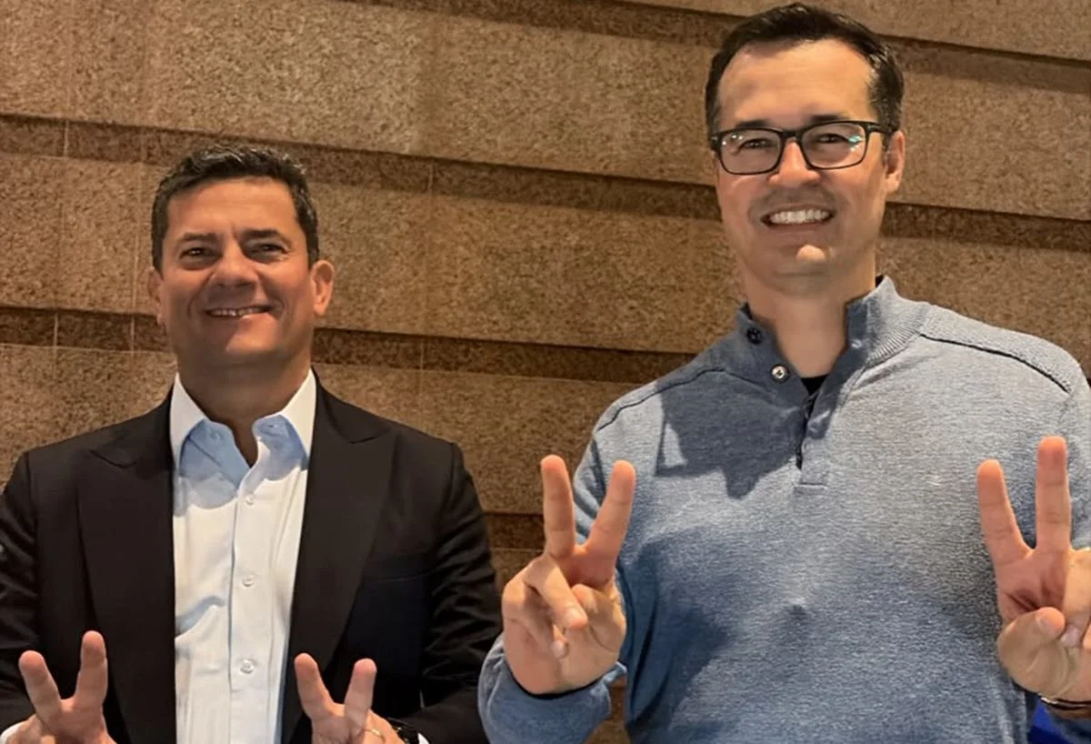 O governador eleito do Paraná, Sergio Moro, e o senador eleito Deltan Dallagnol