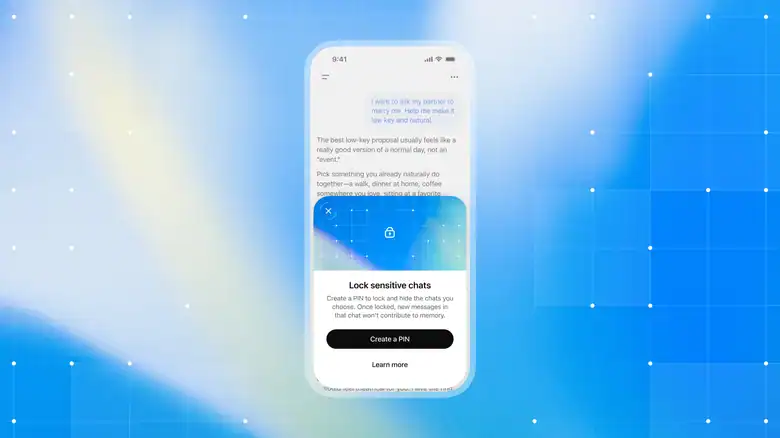Imagem da matéria: ChatGPT permite esconder conversas sensíveis com PIN ou biometria
